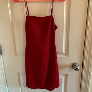 Red mini tied back dress